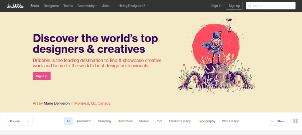 dribbble site d'idée et d'inspiration pour designer