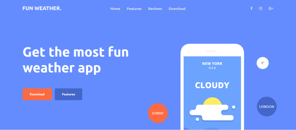 fun weather : thèmes gratuits Bootstrap 