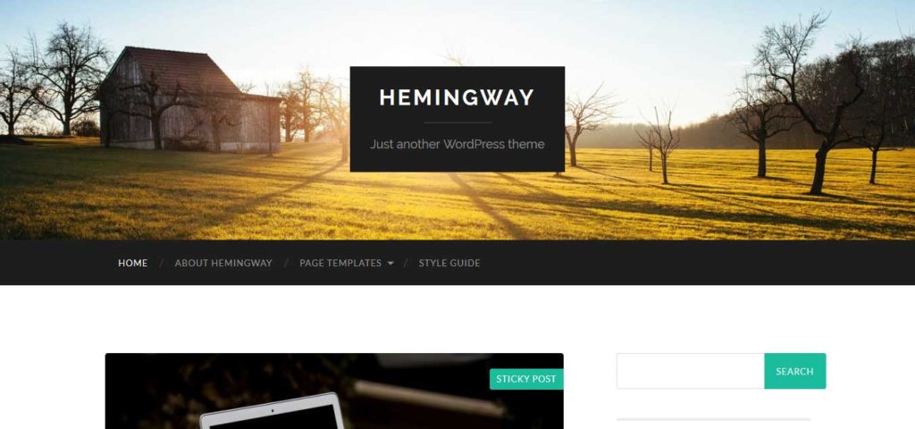 hemingway : Thème wordpress gratuit responsive pour site d'entreprise