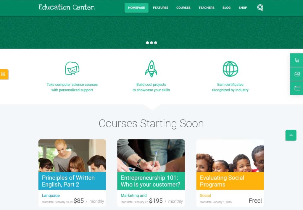 Education Center: thèmes wordpress premiums pour site d’éducation