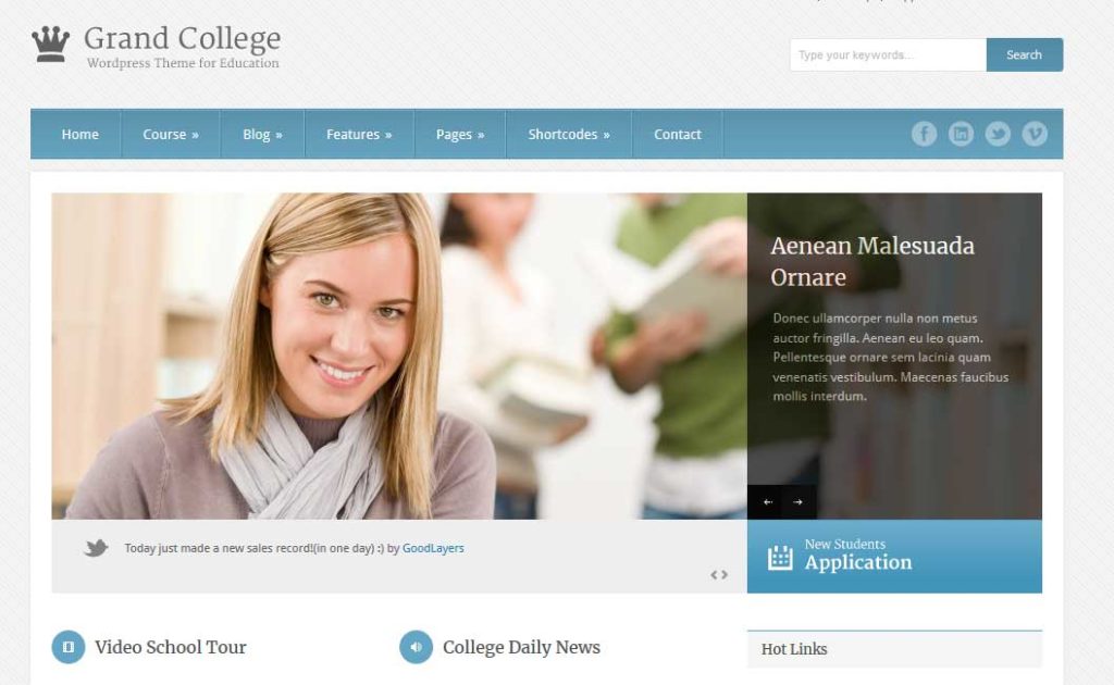 Grand College: thèmes wordpress premiums pour site d’éducation