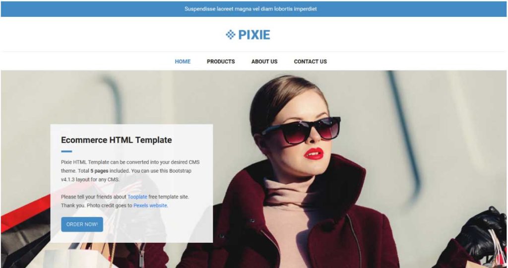 pixie : thème responsive gratuit ecommerce de mode