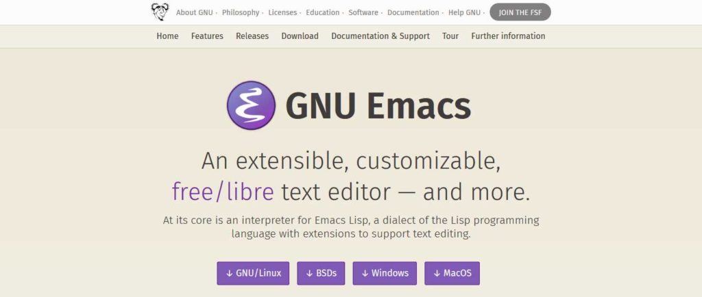 gnu emacs : éditeurs de code gratuits