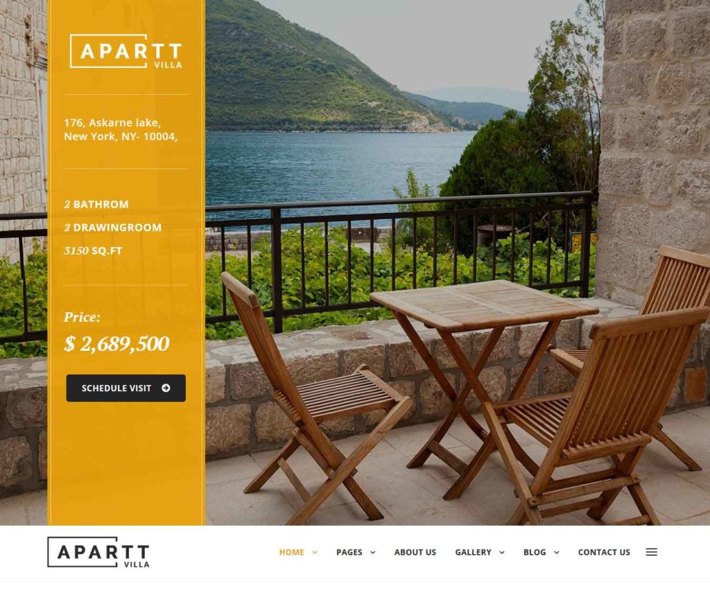Apartt villa : real estate wordpress themes