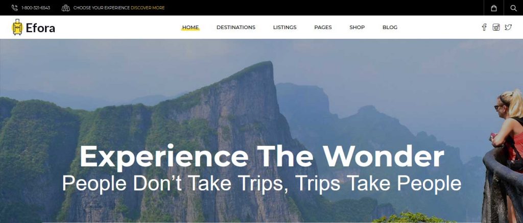 Efora : thème premium pour agence de voyage