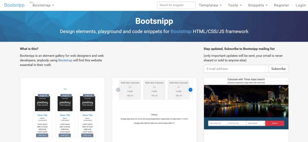 bootsnipp gallérie des outils pour web développeur