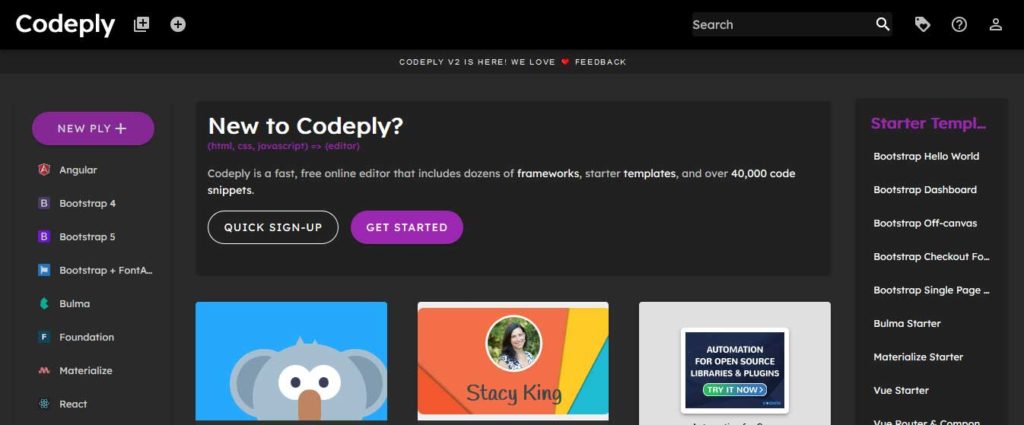 codeply éditeur en ligne pour coder
