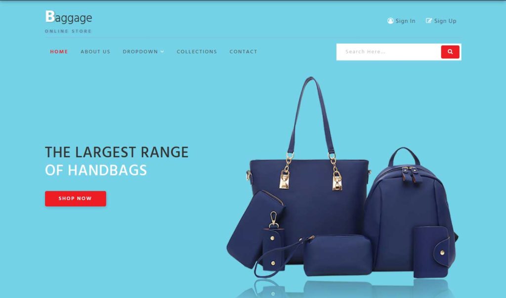 baggage : free ecommerce website templates
