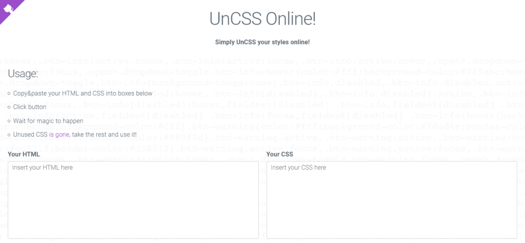 UnCSS : outil de compression de code css