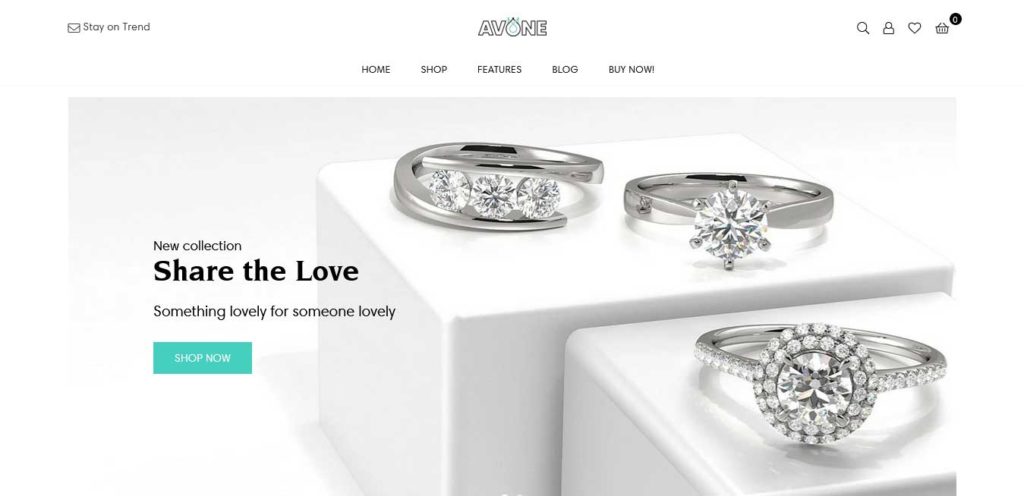 Avone : thèmes pour site shopify de bijoux