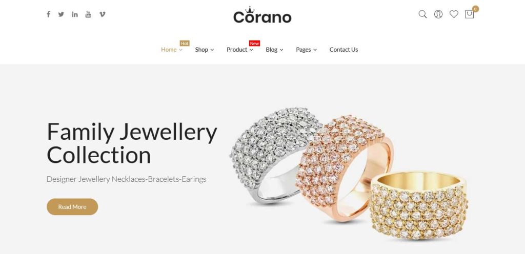 corano : thèmes pour site shopify de bijoux