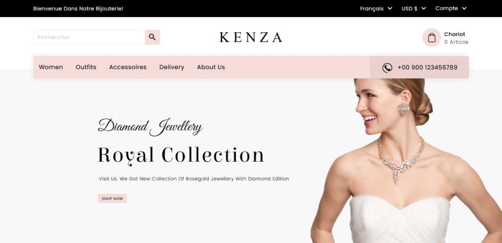 kenza : thèmes prestashop pour site de bijoux