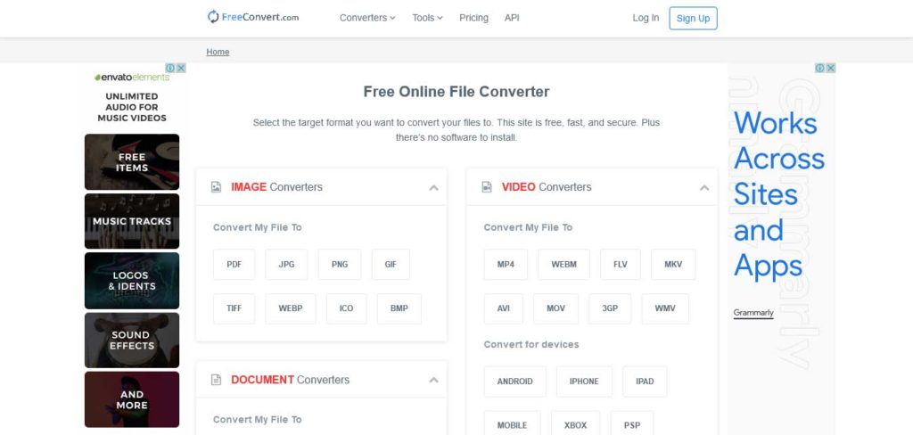 freeconvert : outil pour compresser une vidéo en ligne gratuitement