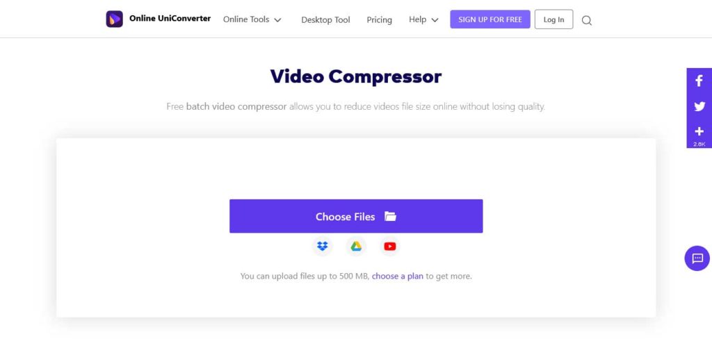 online uniconvert : outil pour compresser une vidéo en ligne gratuitement