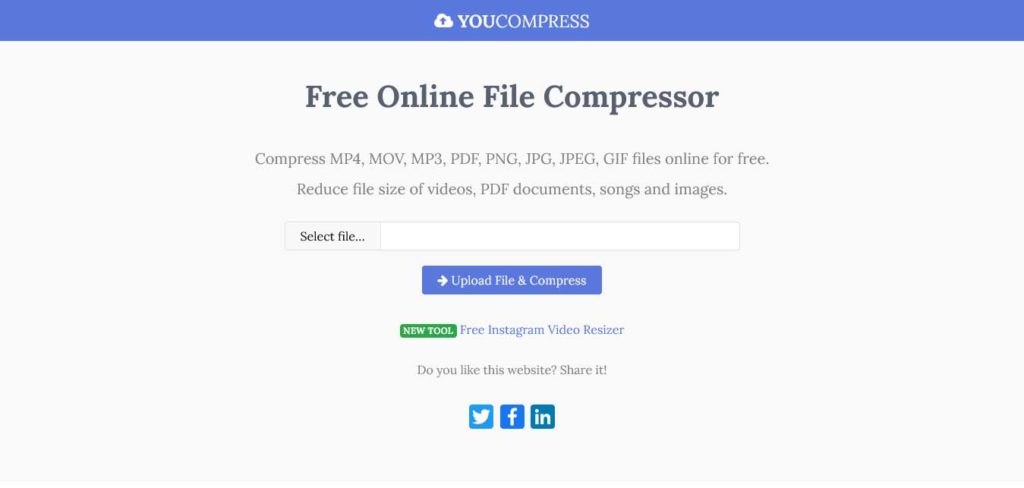 youcompress : outil pour compresser une vidéo en ligne gratuitement