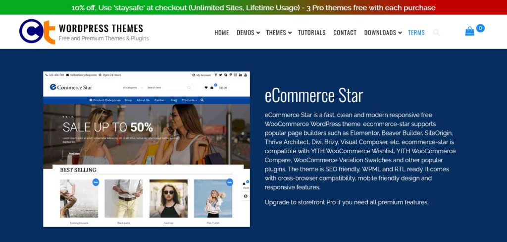 ecommerce star : thème gratuit wordpress woocommerce