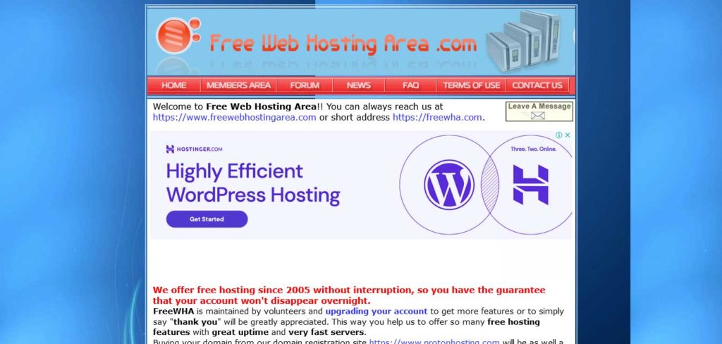 freewebstingarea : free hosting of website