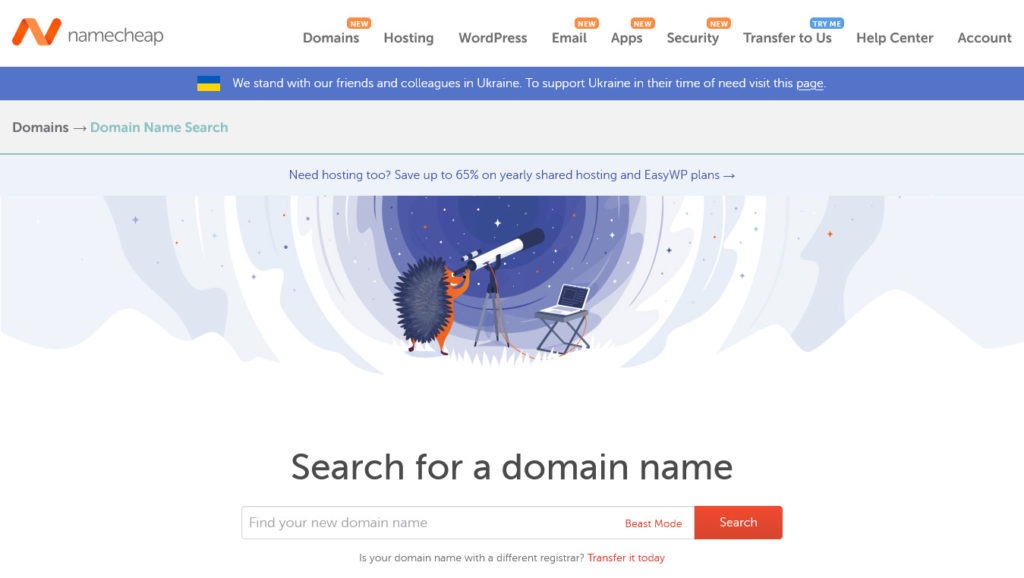 namecheap : trouver un nom de domaine