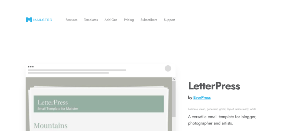 letterpress email template