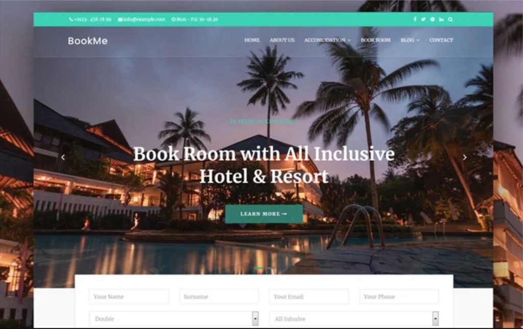 bookme : hotel website theme