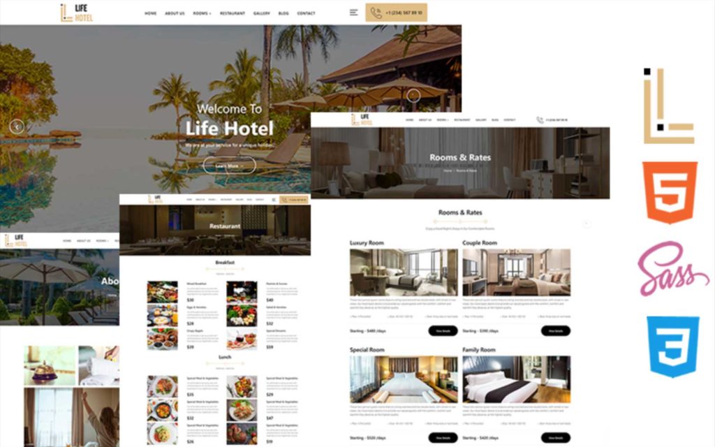 life hotel theme : hotel website template