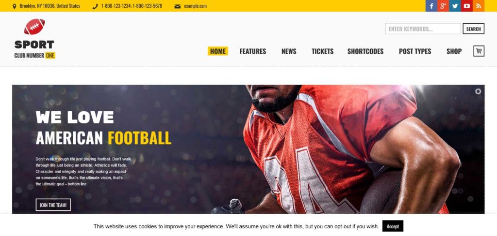 sports club : thème wordpress pour sites de sports