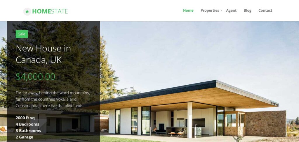homestate : template html css immobilier