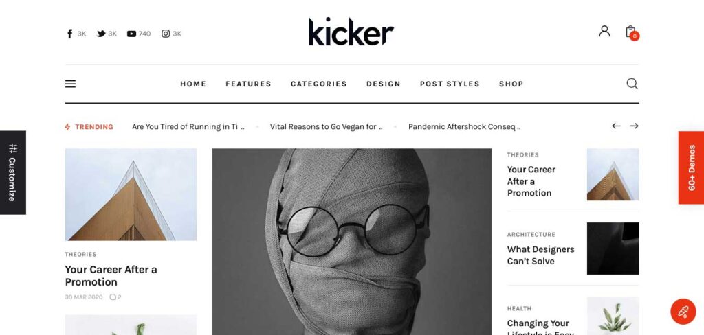 kicker : thème wordpress de blog