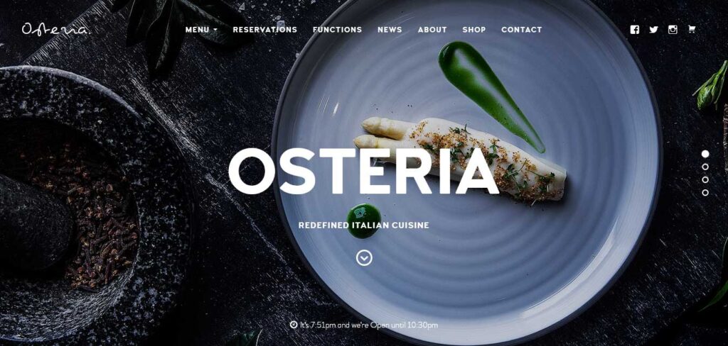 osteria : thème wordpress restaurant