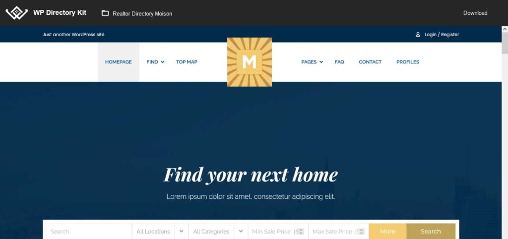 real estate directory : thème WordPress gratuit pour immobilier