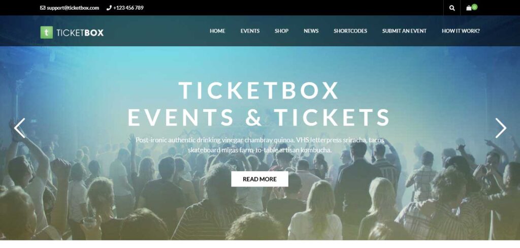 ticketbox : thème wordpress pour créer un site web d'évènements