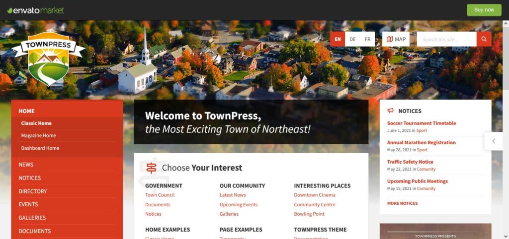 townpress : thème wordpress pour site web gouvernemental