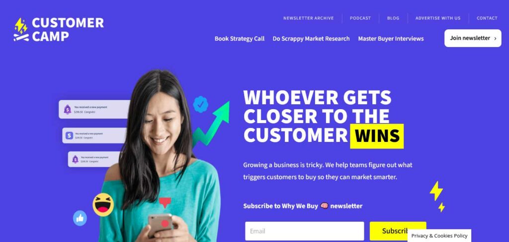 customer camp: divi website example