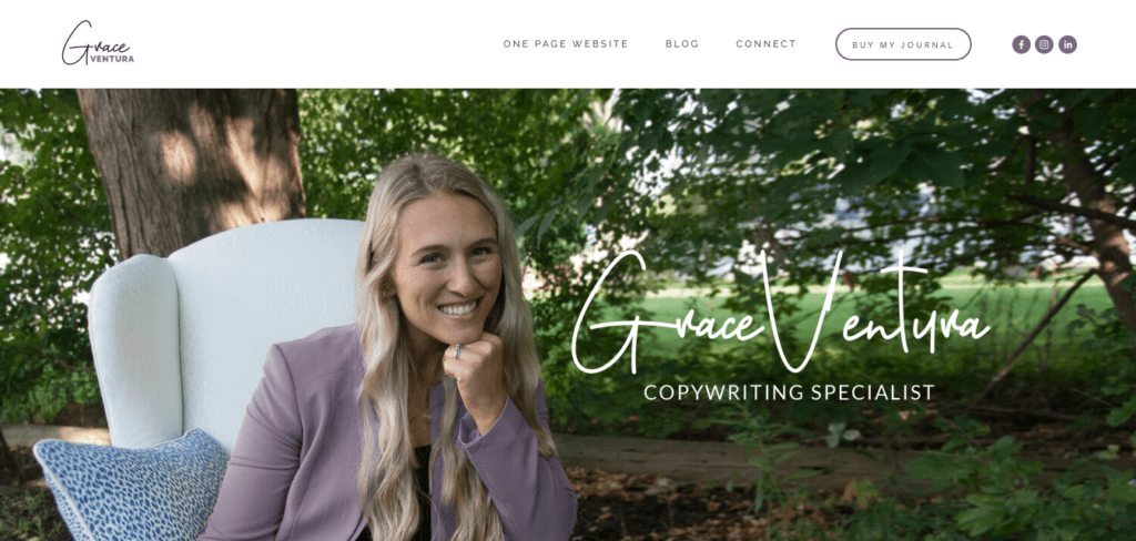 grace ventura: copywriter website