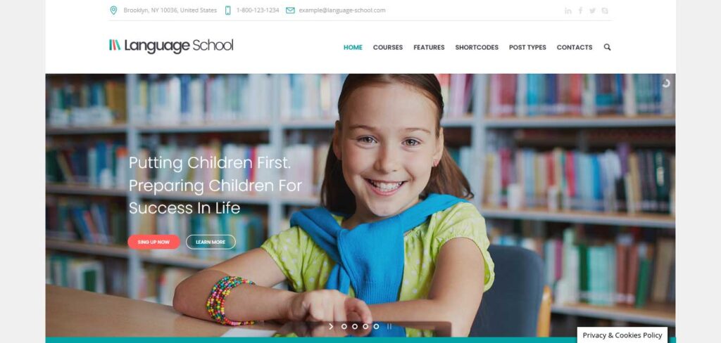 language school: school website template