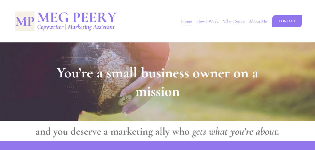meg peery: copywriter website