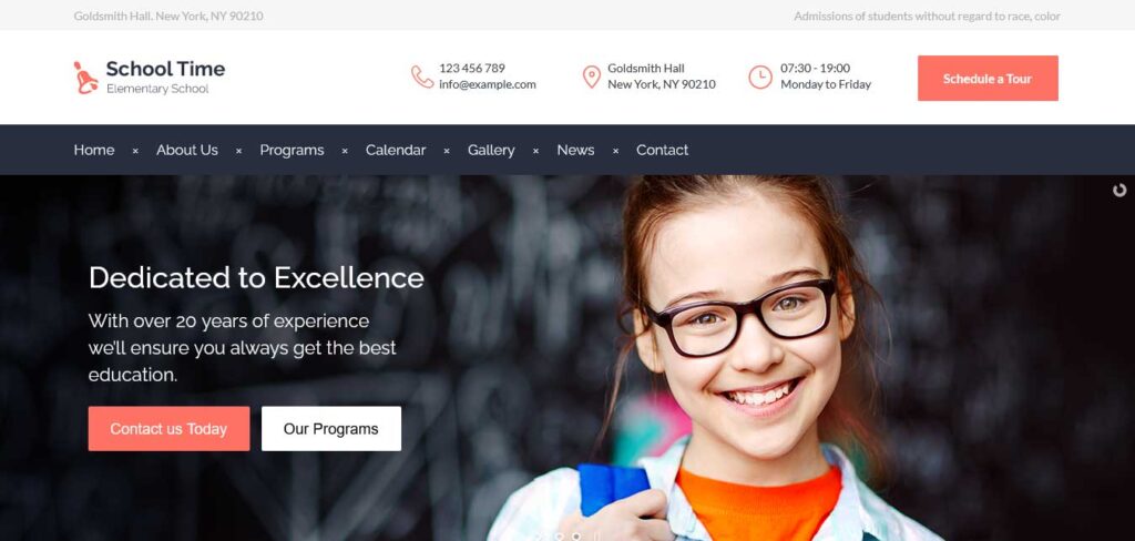 school time: school website template