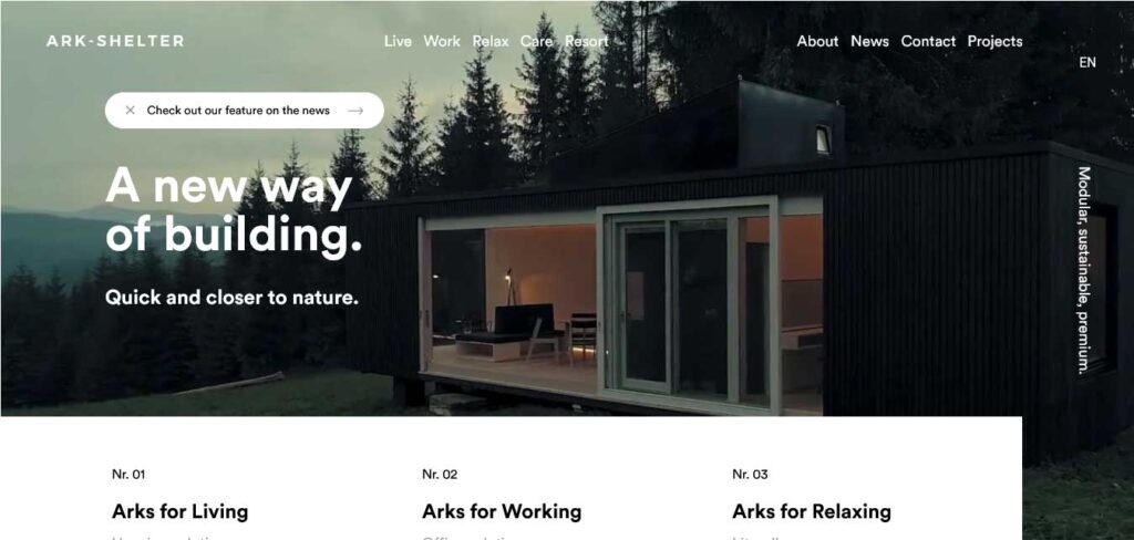 ark shelter: architecture website