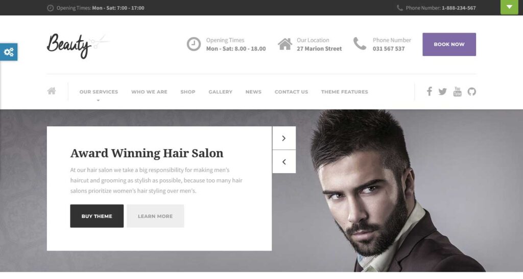 beauty hair salon wordpress theme