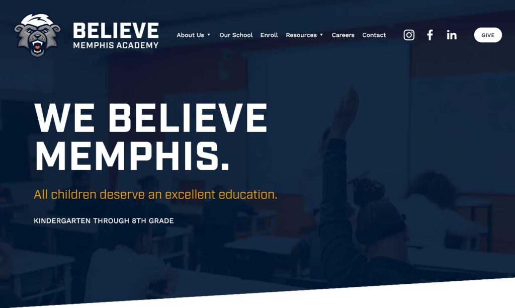 believe academy: school website example