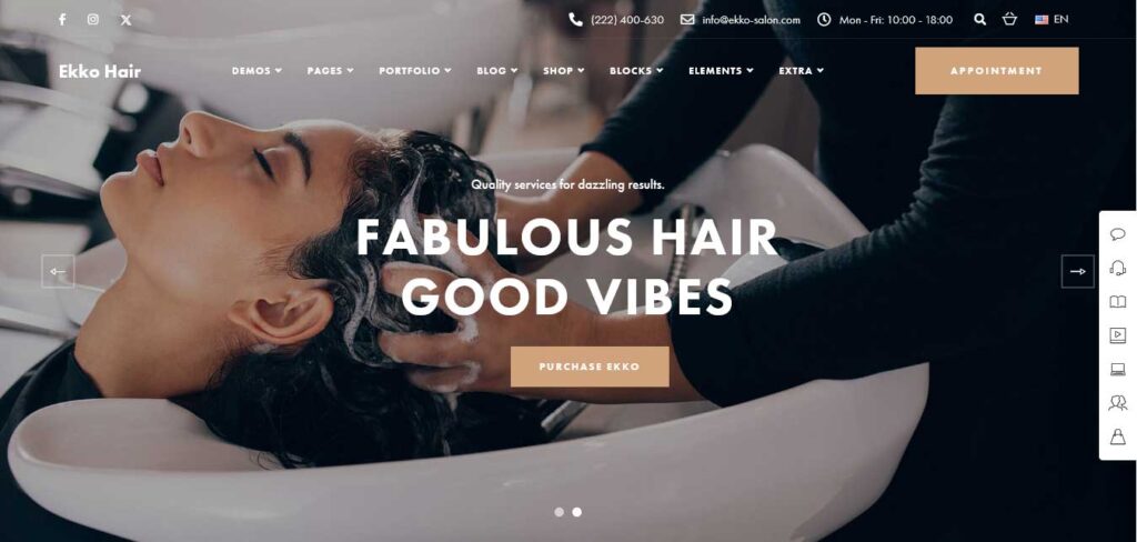 ekko wordpress theme for hair salon