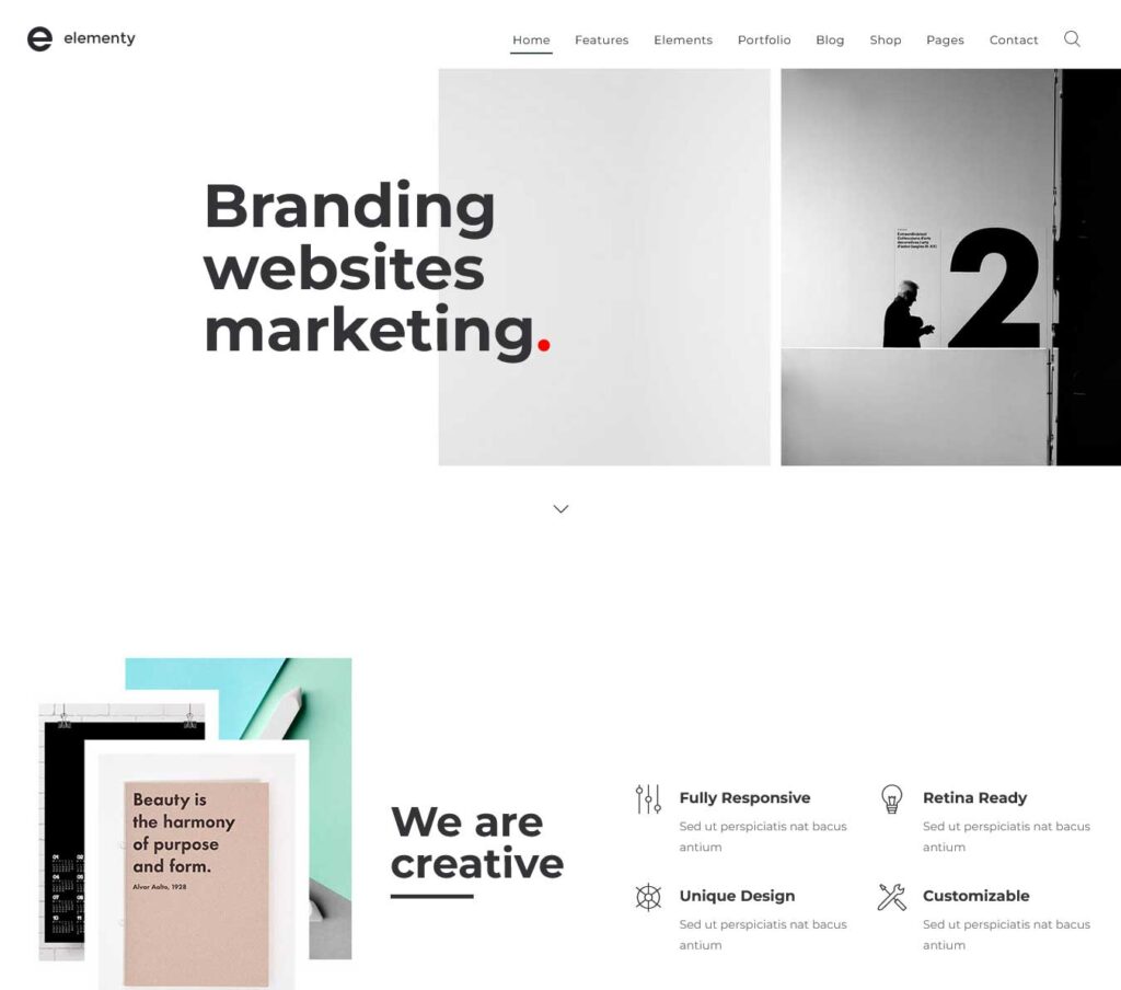 elementy one page website template