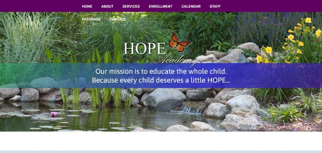 hope academy: school website