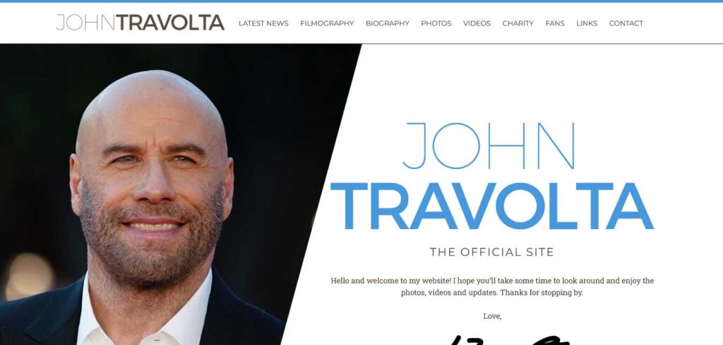 john travolta: actor website 