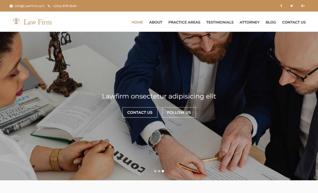 law firm one page website template