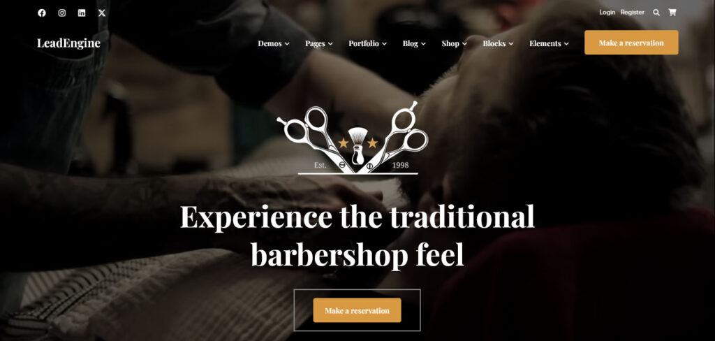 leadengine wordpress theme for barber shop