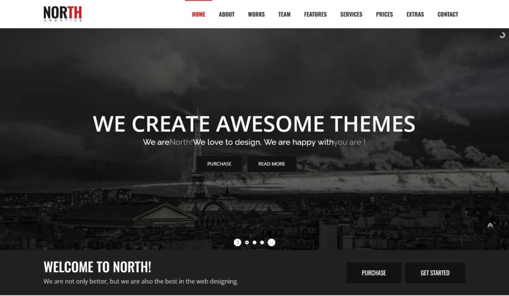 north one page website template