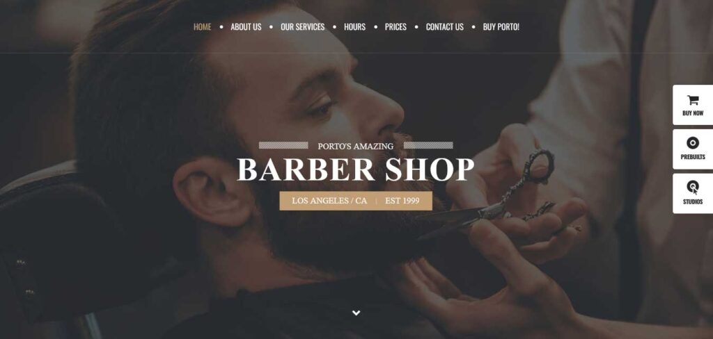 porto barber shop wordpress theme