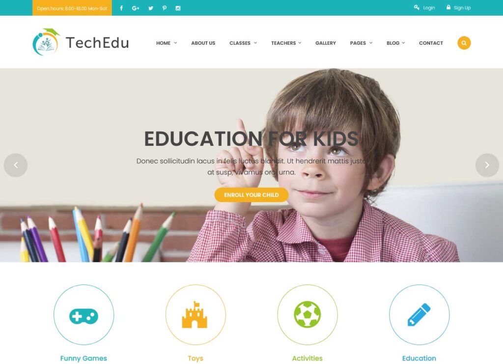 techedu school website template