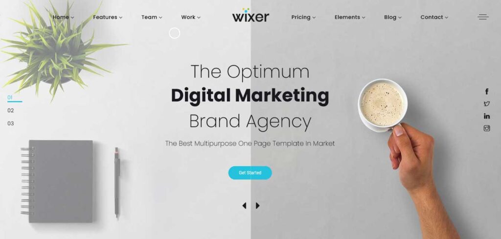 wixer one page parallax template